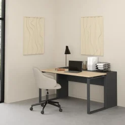 Bureau Bram Donkergrijs / Eiken - 150x76x60 / 150x76x40 cm