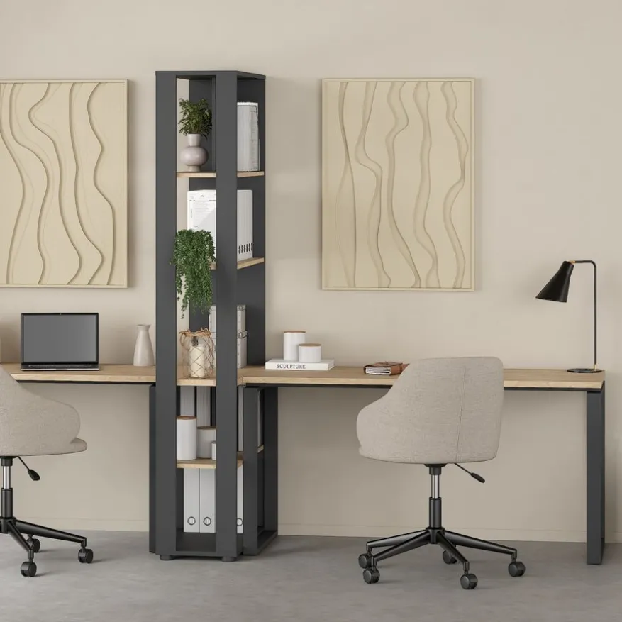 Bureau Bram Eiken / Donkergrijs - 150x76x60 cm