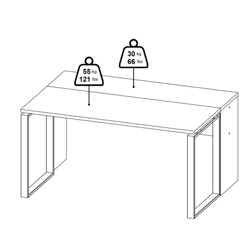 Bureau Bram Wit / Eiken - 150x76x60 / 150x76x40 cm