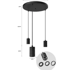 Calex Hanglamp Retro Zwart - 3 x E27 - Ø 40 cm