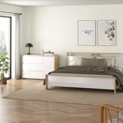 Dressoir Atlanta Eiken / Hoogglans Wit - 119x84x48 cm
