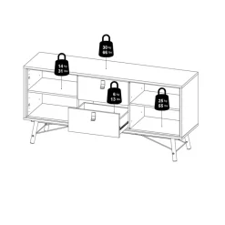Dressoir Denver Zwart / Walnoot - 150x72x40 cm