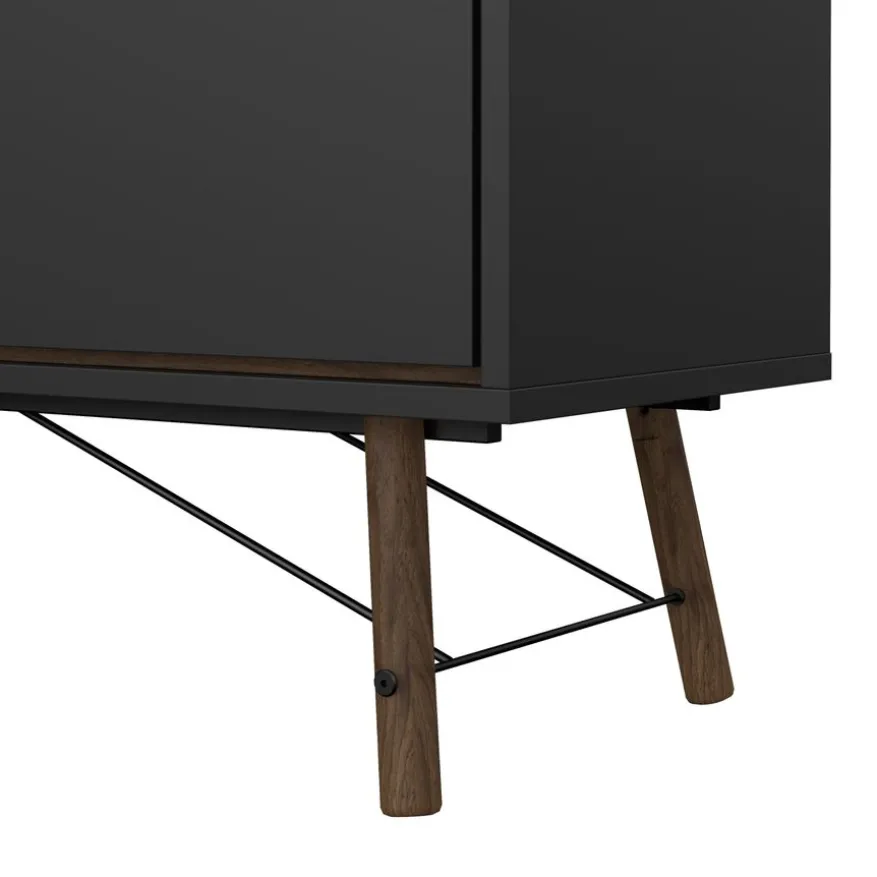 Dressoir Denver Zwart / Walnoot - 150x72x40 cm