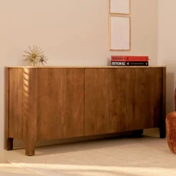 Dressoir Liam Bruin / Marmer - 180x80x45 cm