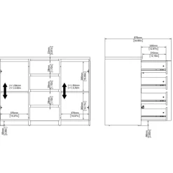 Dressoir Luna Eiken - 121x91x50 cm