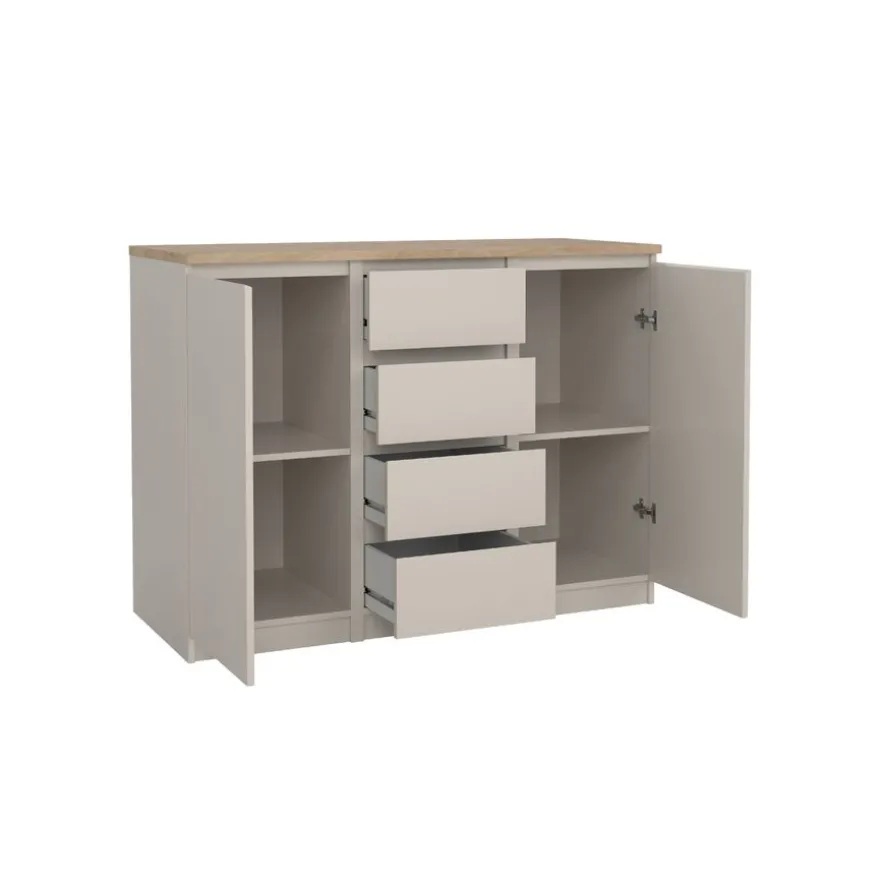 Dressoir Luna Taupe / Eiken - 121x91x50 cm