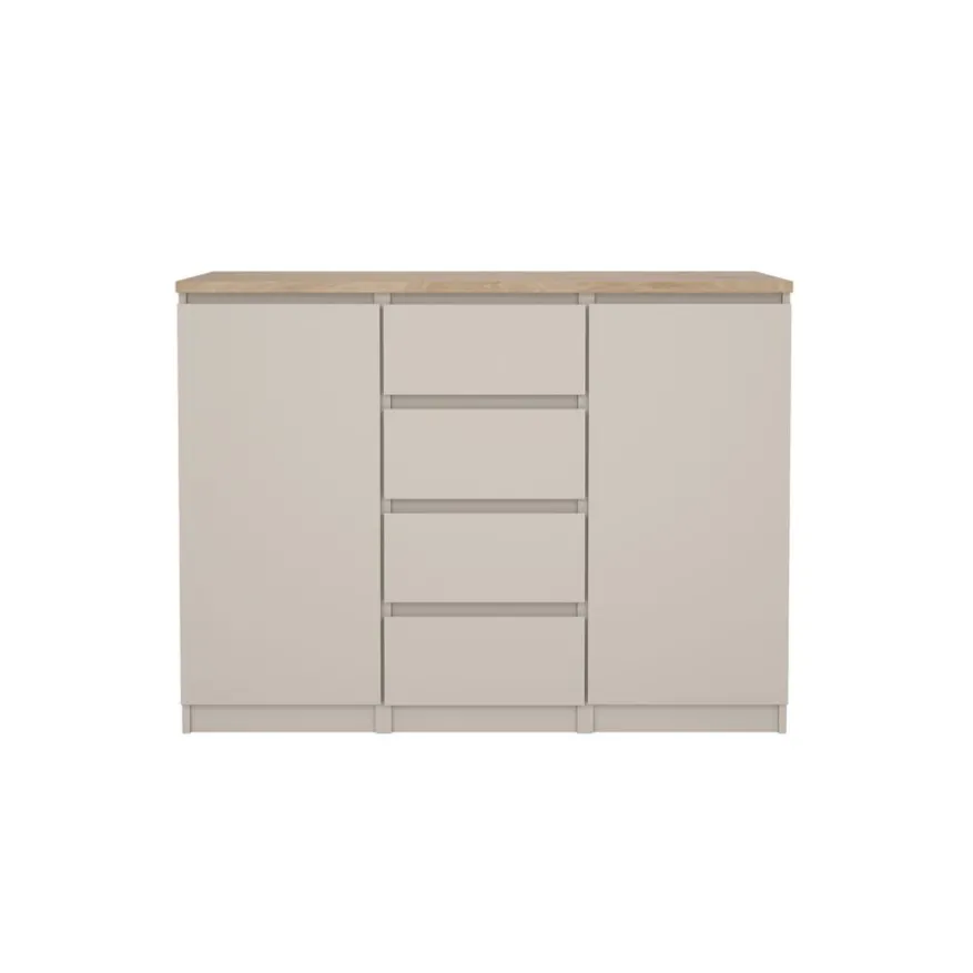 Dressoir Luna Taupe / Eiken - 121x91x50 cm
