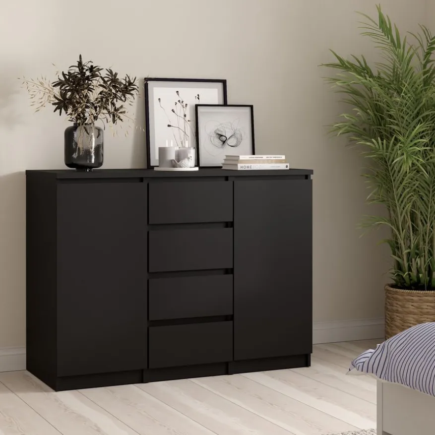 Dressoir Luna Zwart - 121x91x50 cm