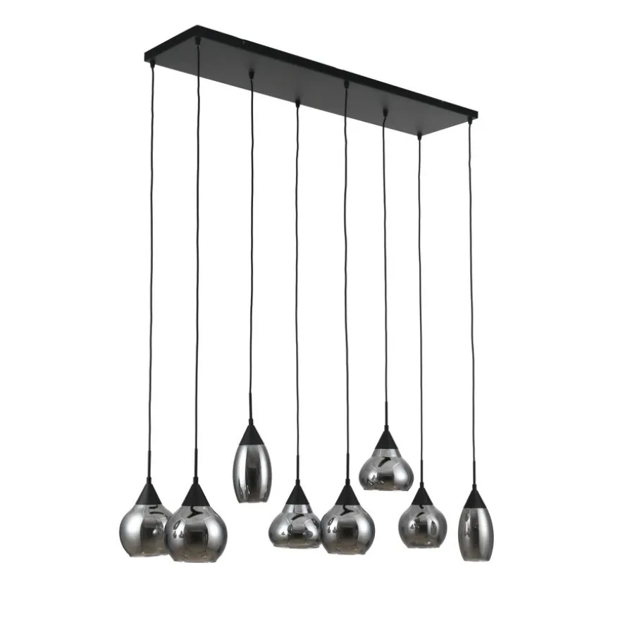 Hanglamp Oriel Zwart - 8 x E27 - 120 cm breed