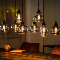 Hanglamp Oriel Zwart - 8 x E27 - 120 cm breed