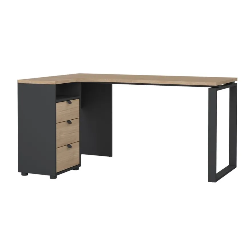 Hoekbureau Bram Eiken / Donkergrijs - 150x76x100 cm
