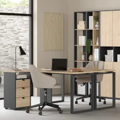 Hoekbureau Bram Eiken / Donkergrijs - 150x76x100 cm