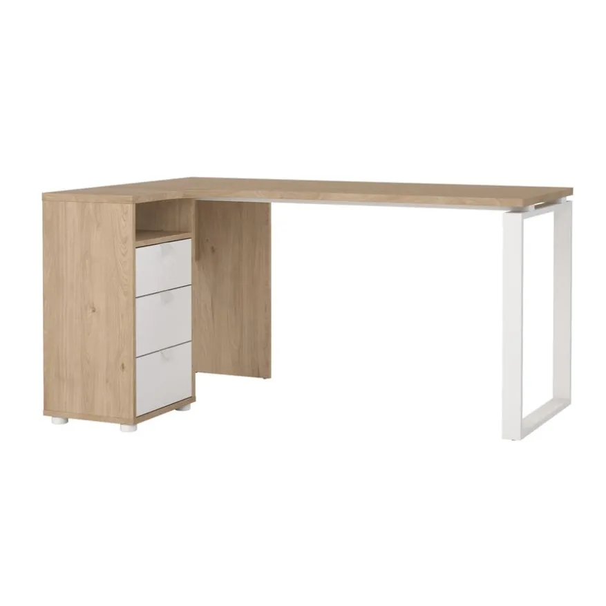 Hoekbureau Bram Eiken / Wit - 150x76x100 cm