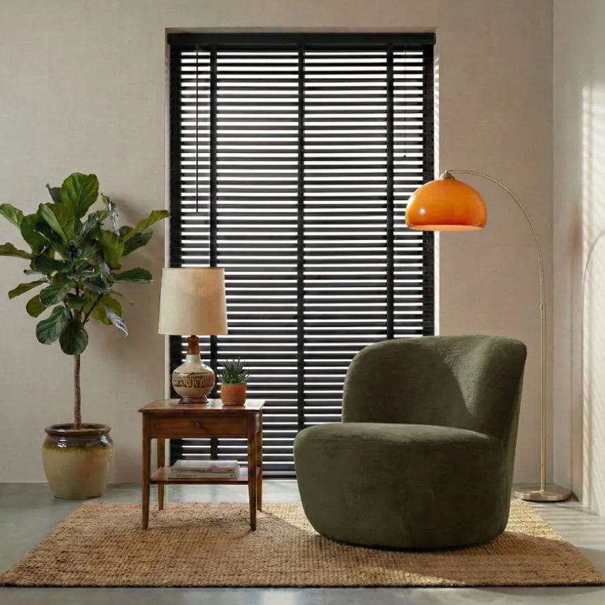 Houten Jaloezie Zwart - 100x210 cm