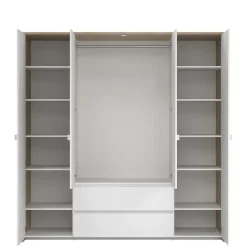 Kledingkast Atlanta Eiken / Hoogglans Wit - 197x202x58 cm