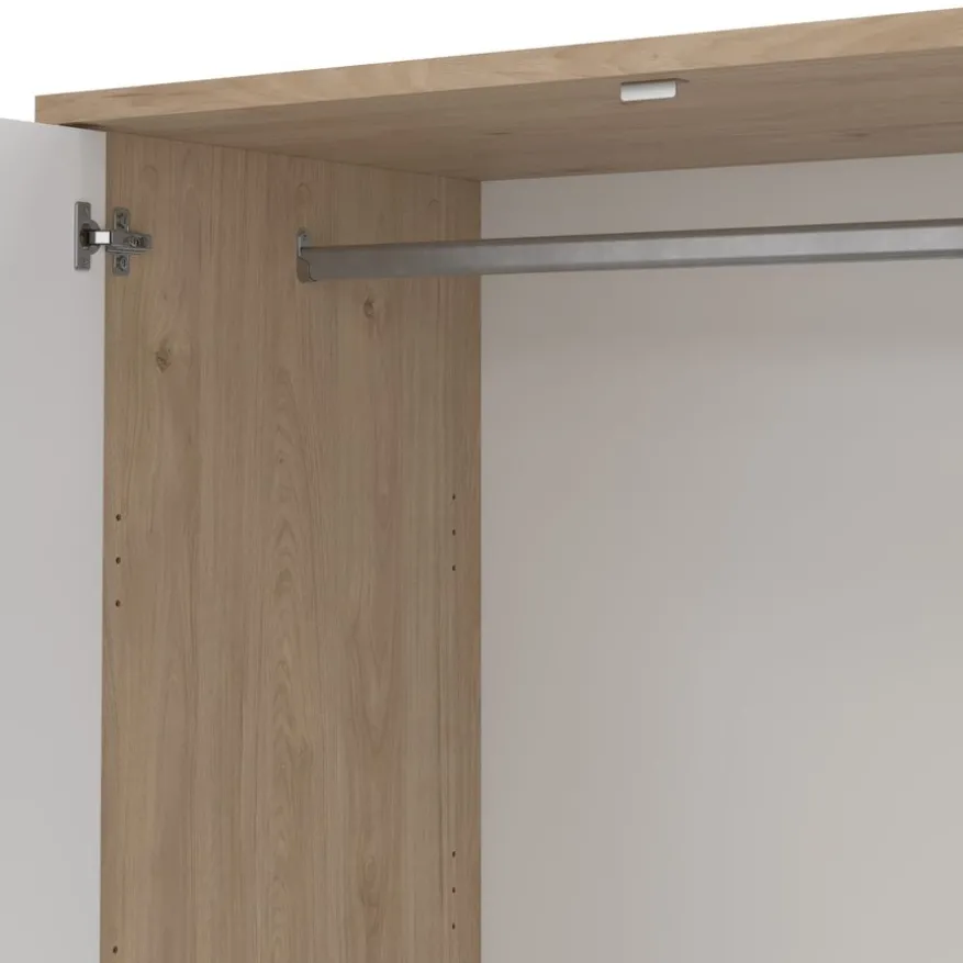 Kledingkast Atlanta Eiken / Hoogglans Wit - 149x202x58 cm