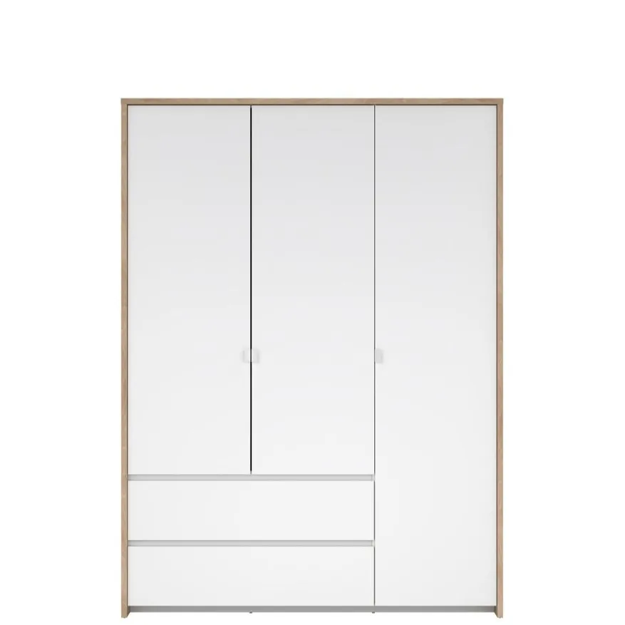 Kledingkast Atlanta Eiken / Hoogglans Wit - 149x202x58 cm
