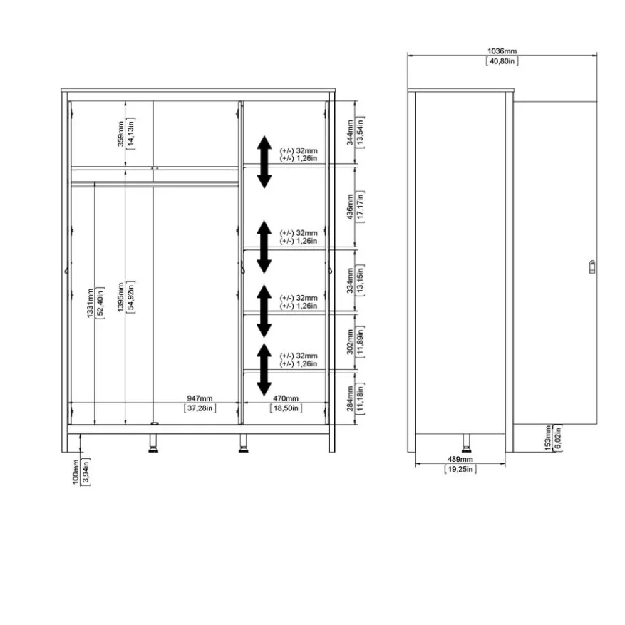 Kledingkast Dallas Eiken - 150x199x59