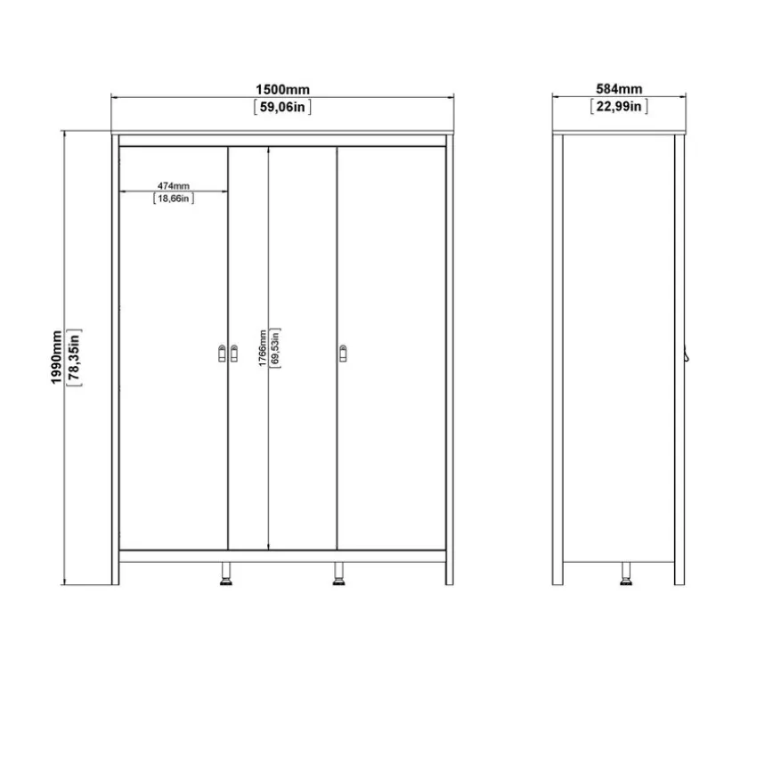 Kledingkast Dallas Eiken - 150x199x59