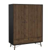 Kledingkast Denver Zwart / Walnoot - 150x200x60 cm