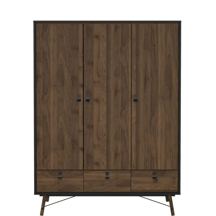 Kledingkast Denver Zwart / Walnoot - 150x200x60 cm