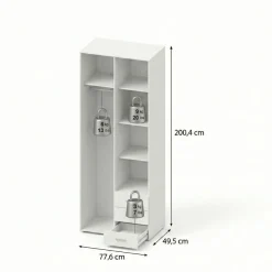 Kledingkast Harper Wit - 78x201x50 cm