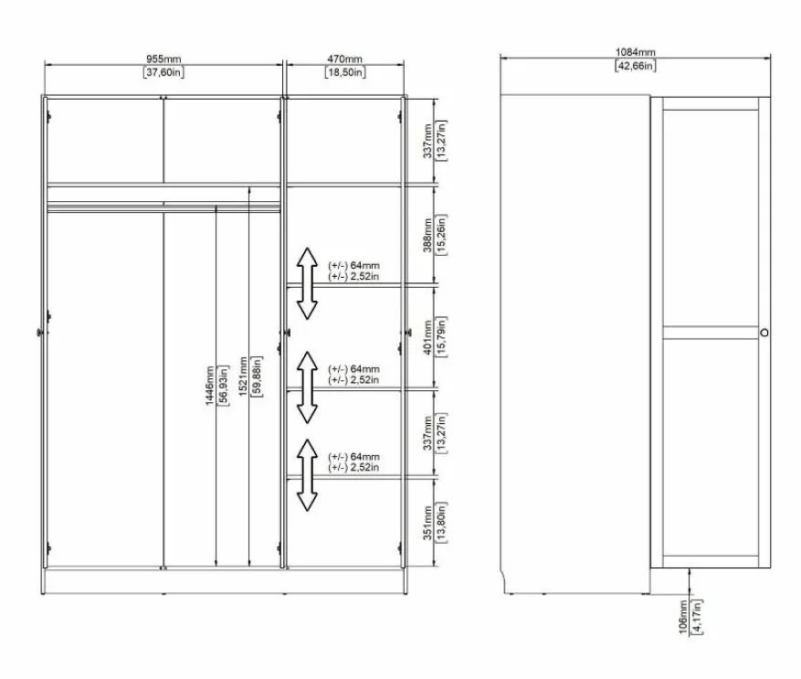 Kledingkast Indy Taupe - 147x200x62 cm