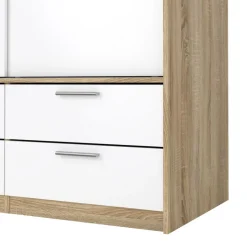 Kledingkast Jasper Eiken / Hoogglans Wit - 182x200x60 cm