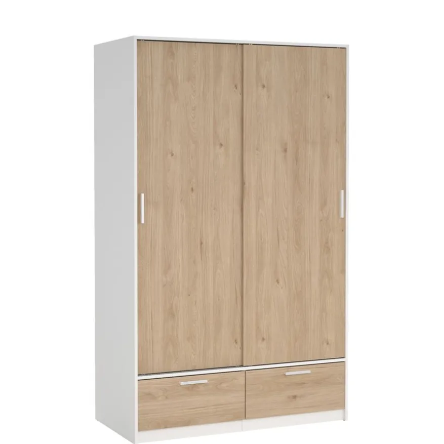 Kledingkast Jasper Wit / Eiken - 121x200x60 cm