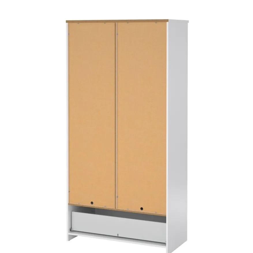 Kledingkast Luna Hoogglans Wit - 99x201x50 cm