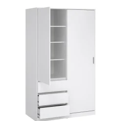 Kledingkast Luna Hoogglans Wit - 119x201x60 cm