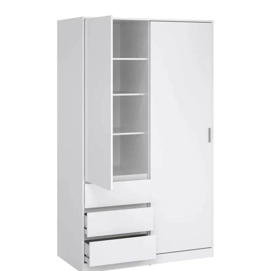 Kledingkast Luna Hoogglans Wit - 119x201x60 cm