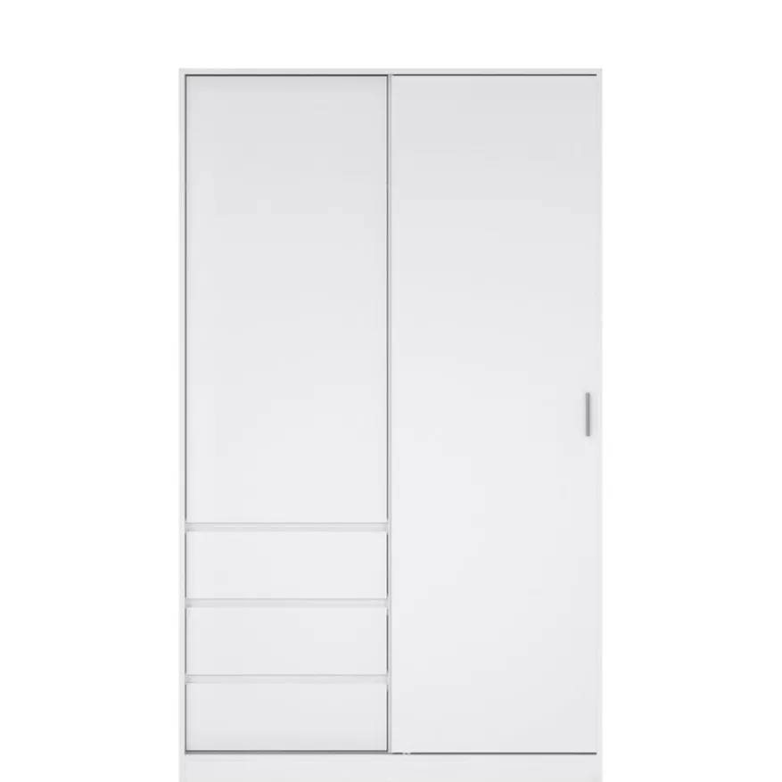 Kledingkast Luna Hoogglans Wit - 119x201x60 cm