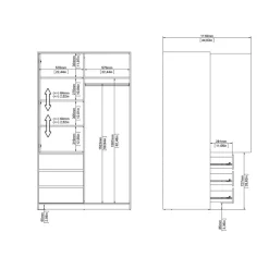 Kledingkast Luna Hoogglans Wit - 119x201x60 cm