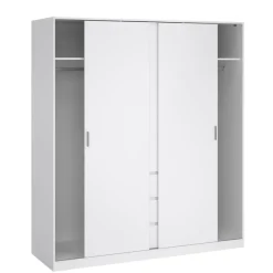 Kledingkast Luna Hoogglans Wit - 177x201x60 cm