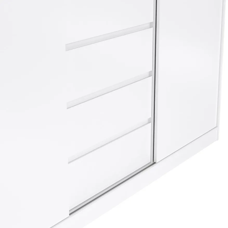 Kledingkast Luna Hoogglans Wit - 177x201x60 cm