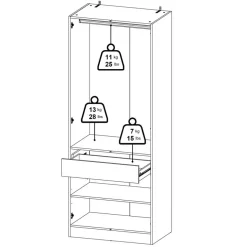 Kledingkast Miami Wit - 79x200x50 cm