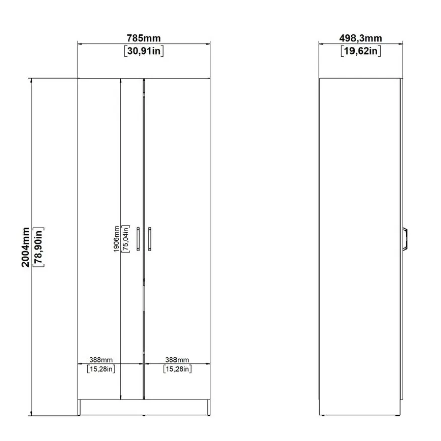 Kledingkast Miami Wit - 79x200x50 cm