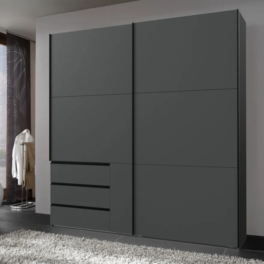 Kledingkast Oss Donkergrijs - 200x236x65 cm