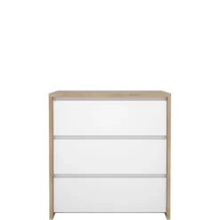 Ladekast Atlanta Eiken / Hoogglans Wit - 80x84x48 cm