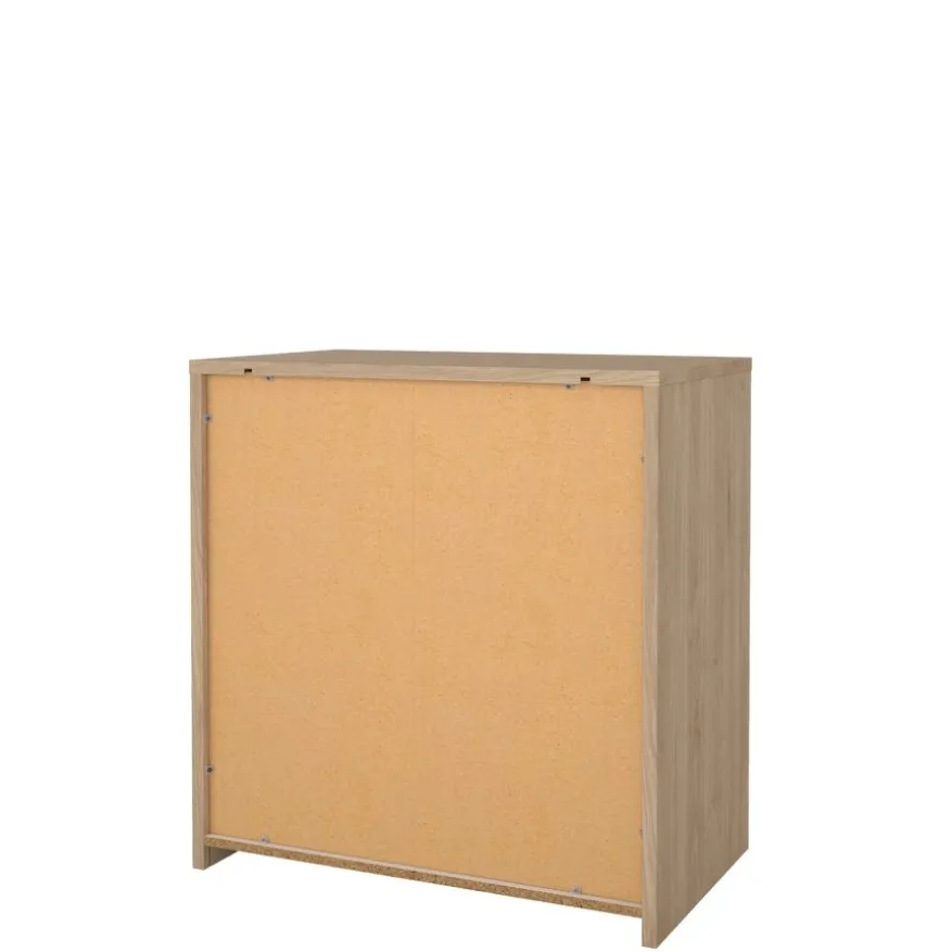 Ladekast Atlanta Eiken / Hoogglans Wit - 80x84x48 cm