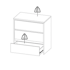 Ladekast Atlanta Eiken / Hoogglans Wit - 80x84x48 cm