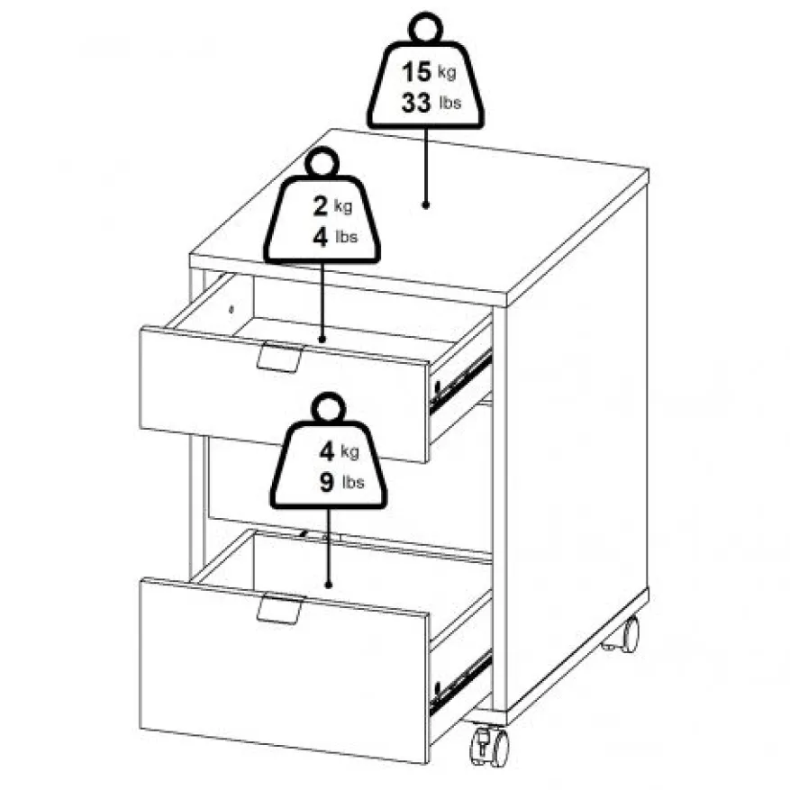 Ladekast Bram Donkergrijs / Eiken - 41x61x49 cm