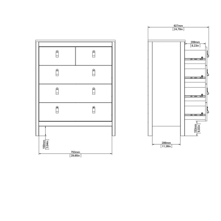 Ladekast Dallas Eiken - 83x99x39 cm