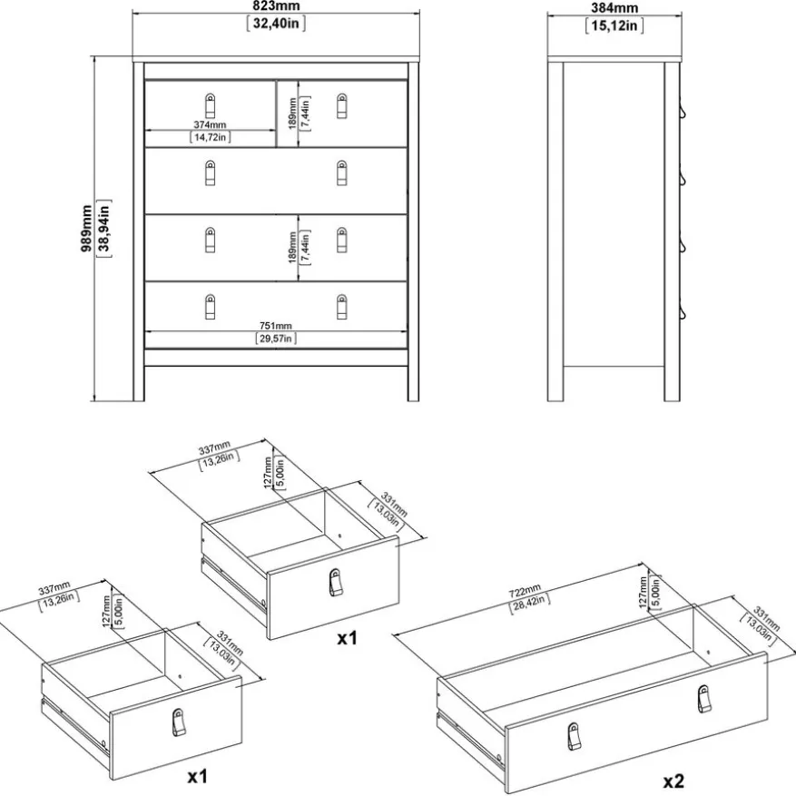 Ladekast Dallas Eiken - 83x99x39 cm