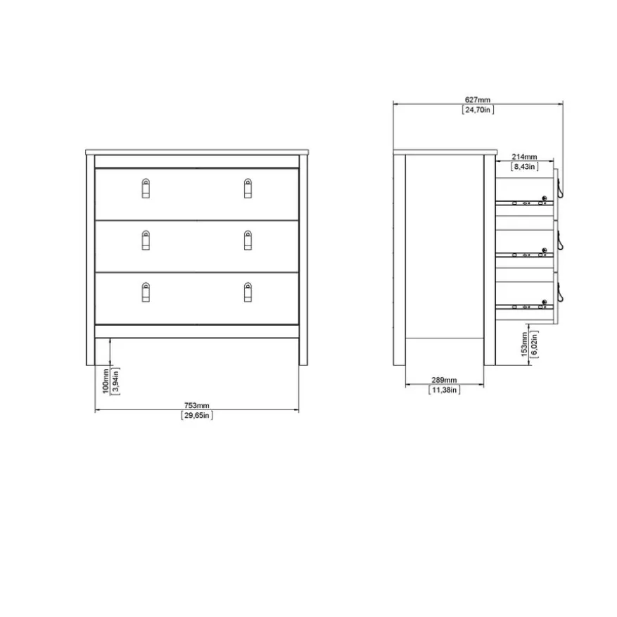 Ladekast Dallas Eiken - 84x80x39 cm