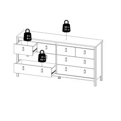 Ladekast Dallas Wit - 160x80x39 cm