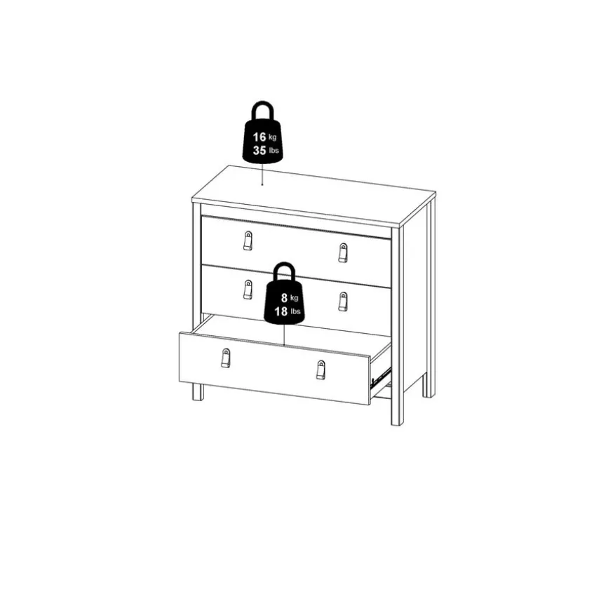 Ladekast Dallas Wit - 84x80x39 cm