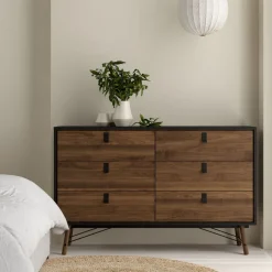 Ladekast Denver Zwart / Walnoot - 150x95x40 cm