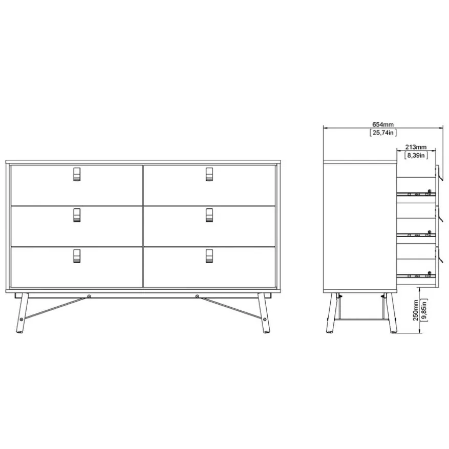 Ladekast Denver Zwart / Walnoot - 150x95x40 cm